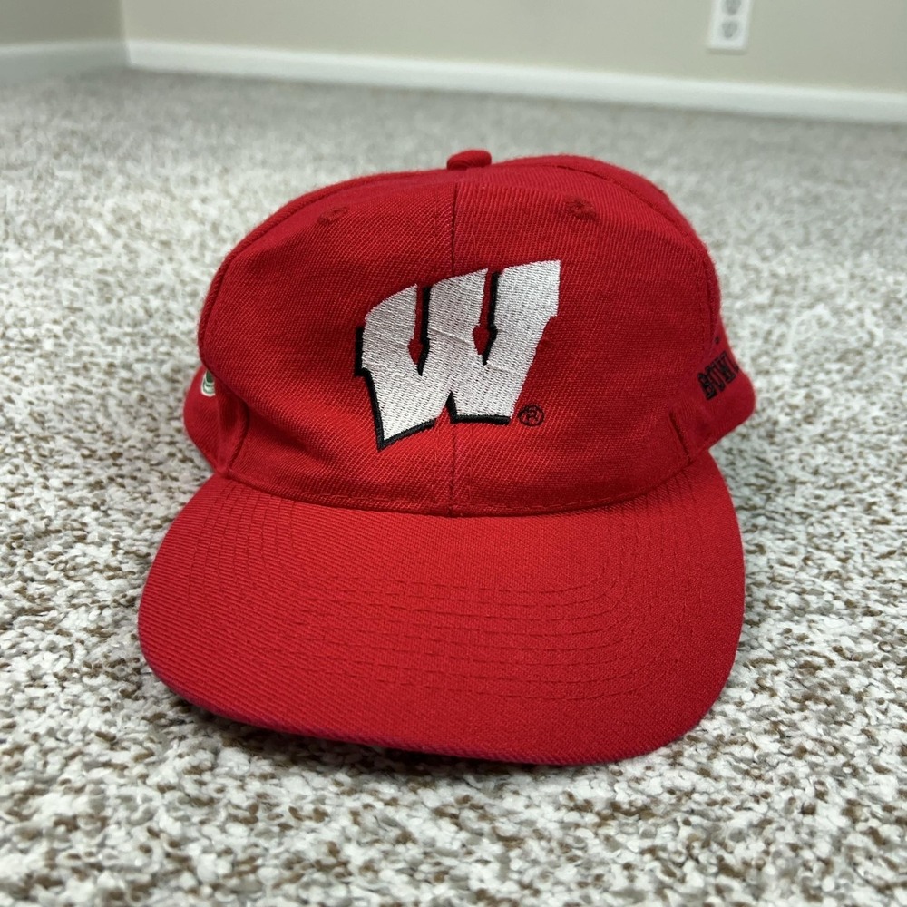 Vintage Wisconsin Badgers Hat Cap One Size Red California‎ Headwear Rose Bowl